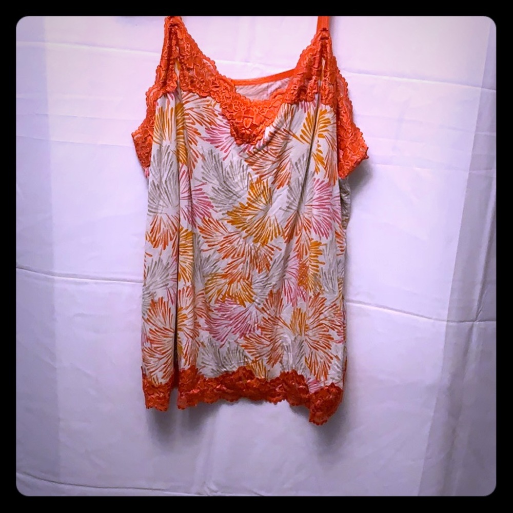 26/28 Lane Brant Orange/pink/white Camisole
